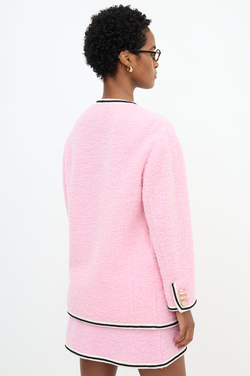 Miu Miu 2021 Boucle Patch Logo Cardigan