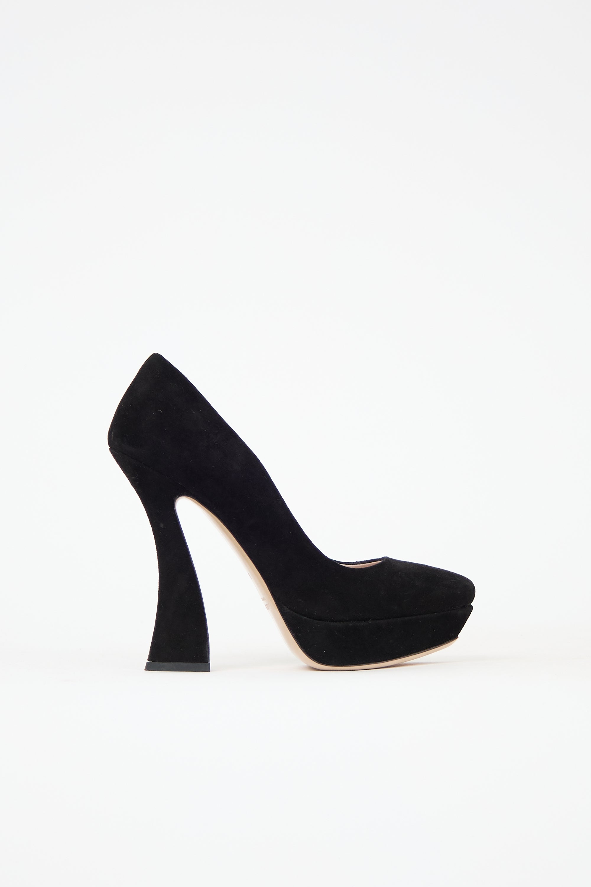 Miu Miu Suede Platform Curve Pump