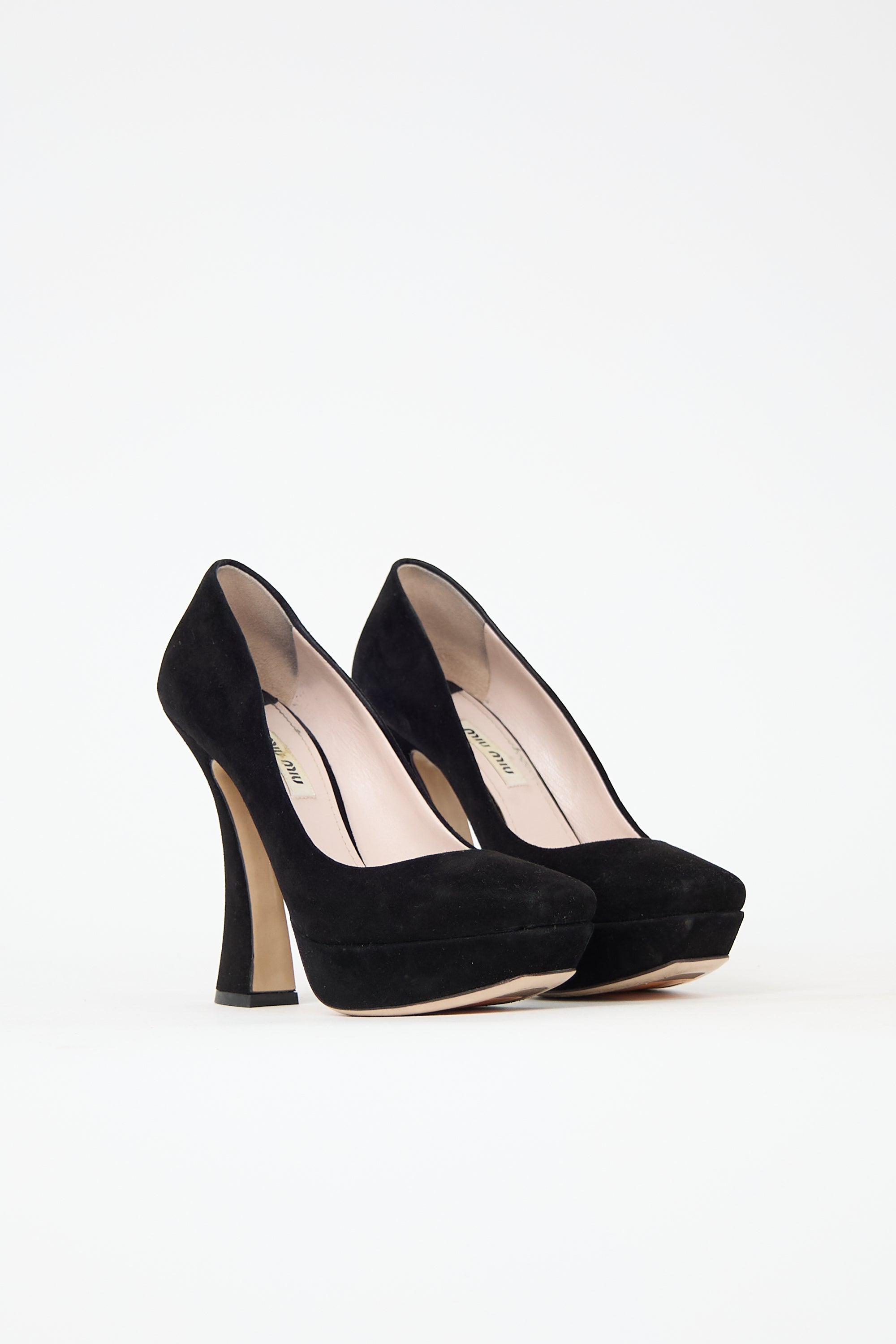 Miu Miu Suede Platform Curve Pump
