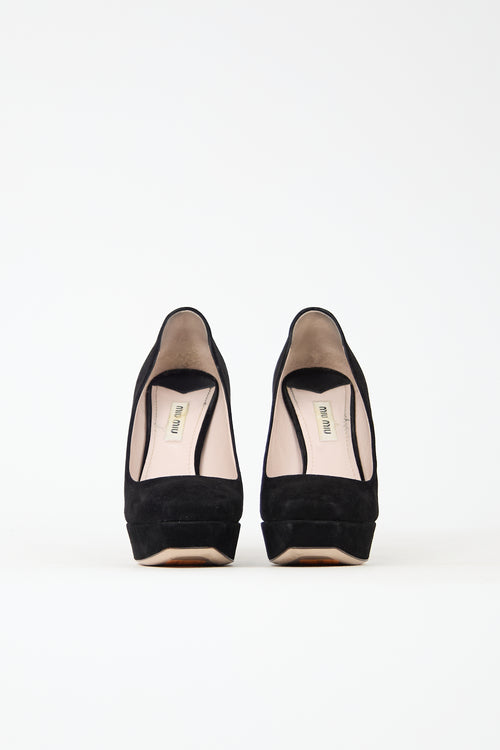 Miu Miu Suede Platform Curve Pump