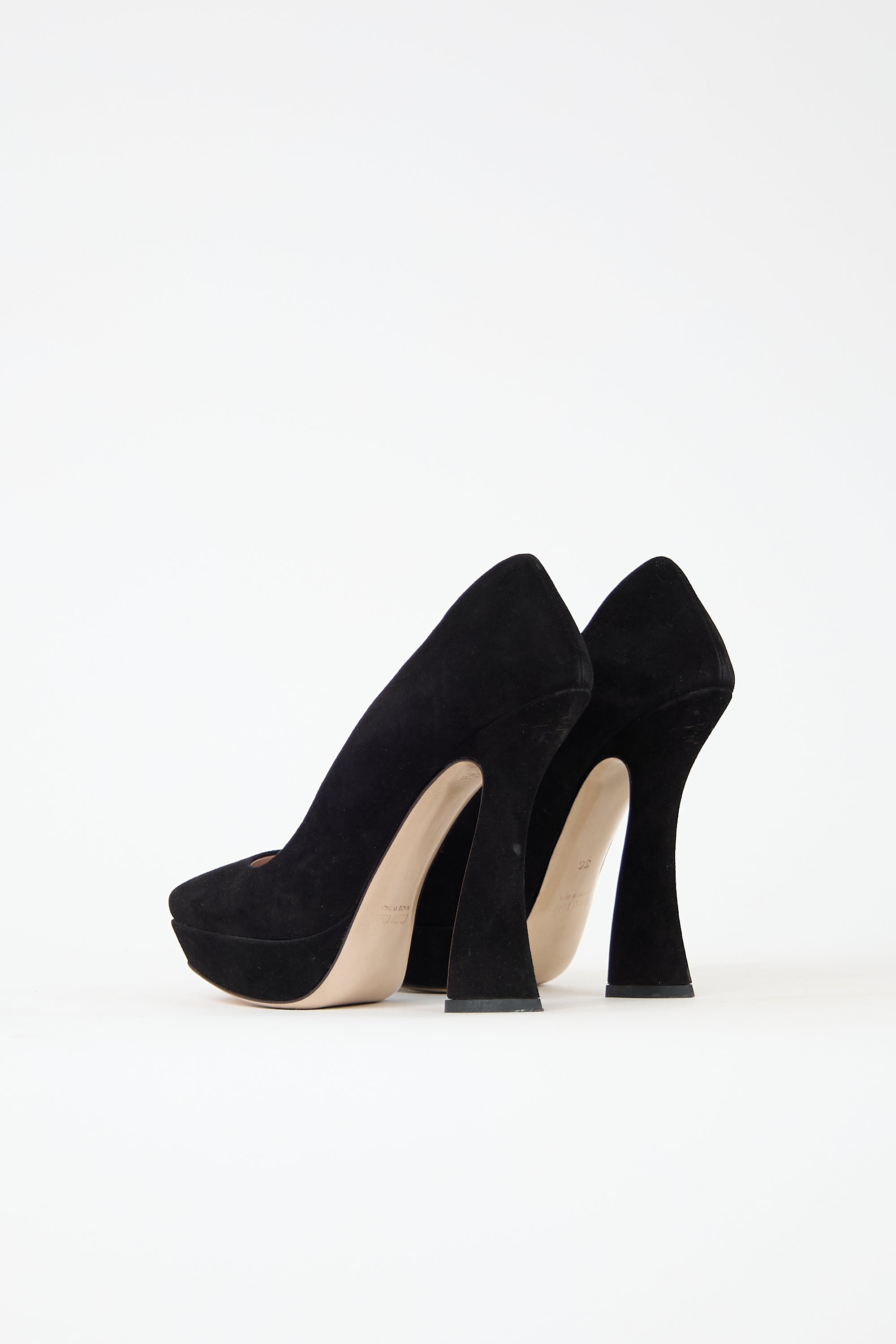Miu Miu Suede Platform Curve Pump