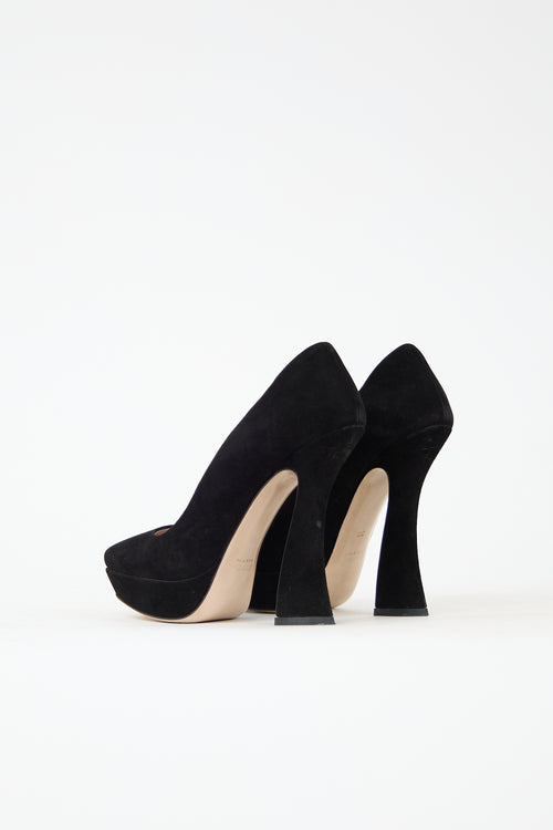 Miu Miu Suede Platform Curve Pump