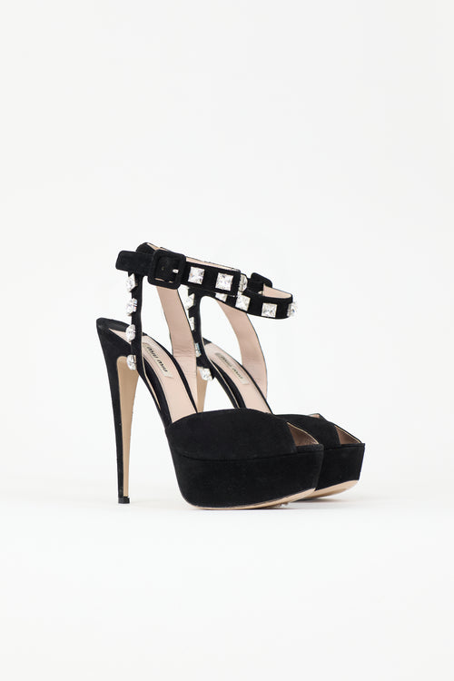 Miu Miu Suede Crystal Heel