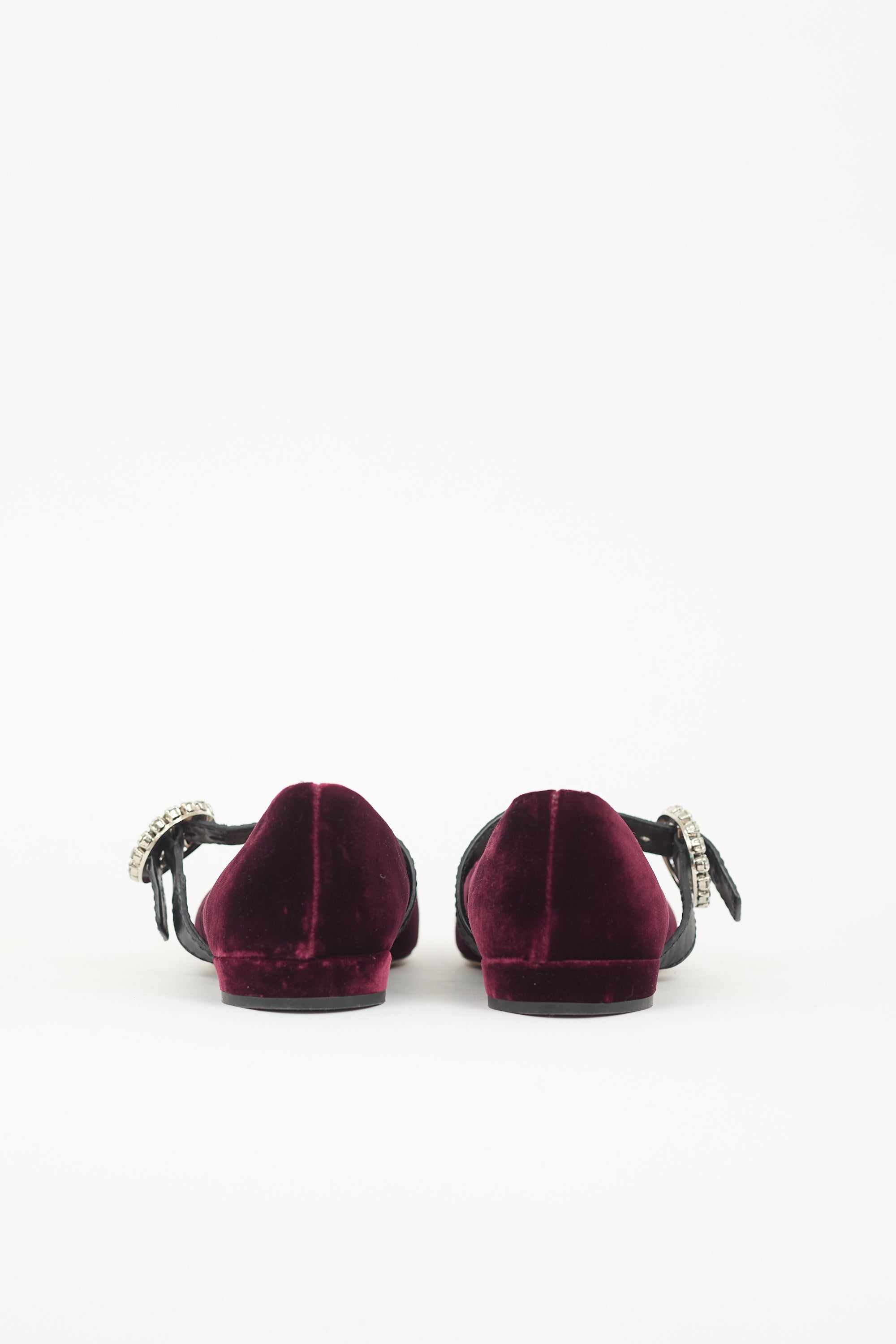 Miu Miu Velvet Crystal Buckle Maryjane