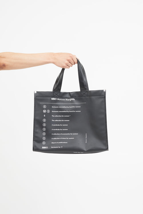 MM6 Maison Margiela Black Motocross Logo Tote Bag
