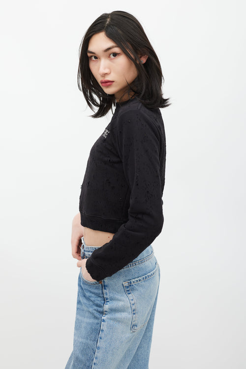 MM6 Maison Margiela Black & White Distressed Cropped Sweatshirt