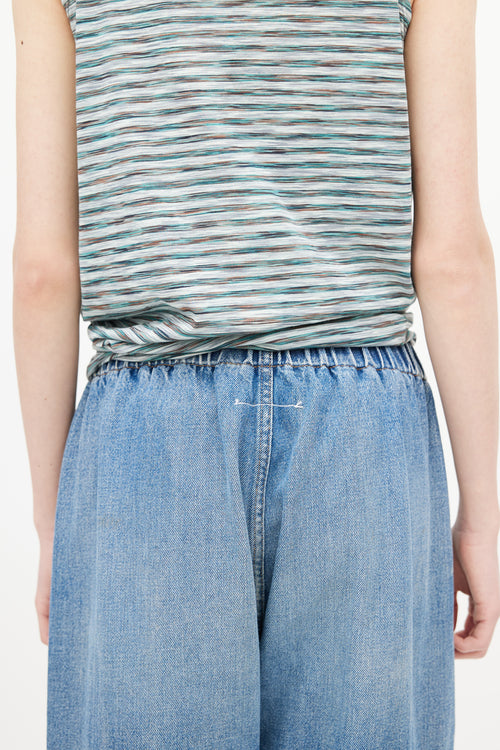 MM6 Maison Margiela Blue Asymmetrical Panelled Denim Trouser