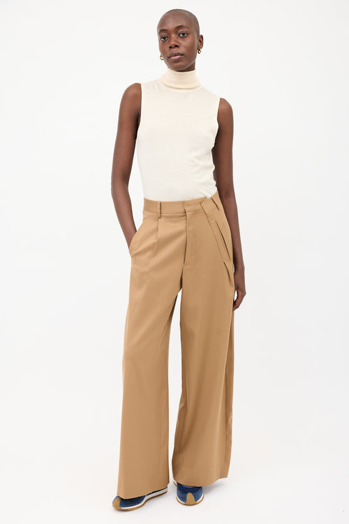 MM6 Maison Margiela Brown Asymmetrical Wide Leg Trouser