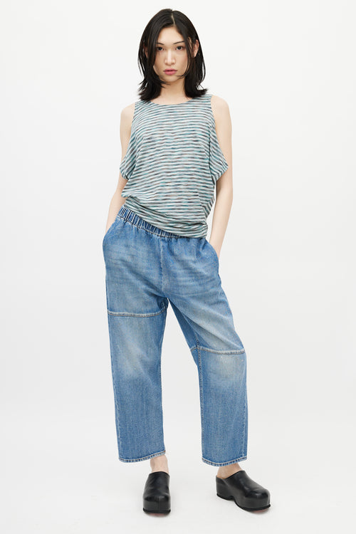 MM6 Maison Margiela Green & Multicolour Striped Top
