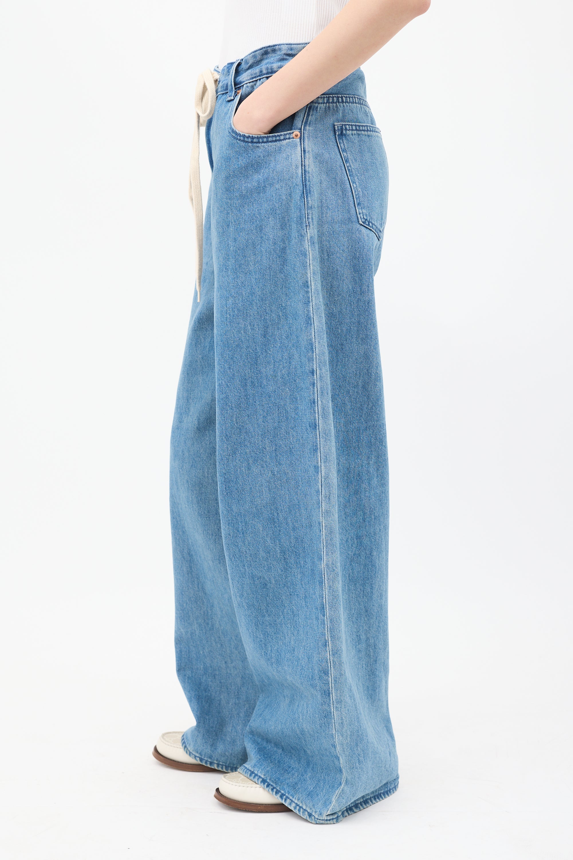MM6 Maison Margiela Medium Wash Drawstring Jeans