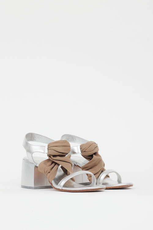 MM6 Maison Margiela Silver & Beige Metallic Sandal