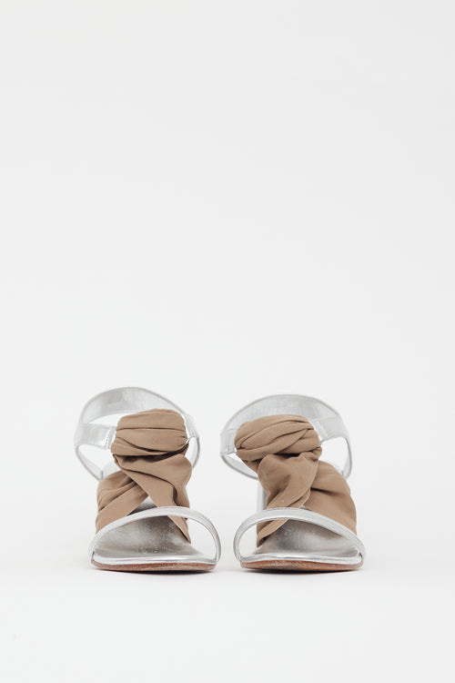 MM6 Maison Margiela Silver & Beige Metallic Sandal