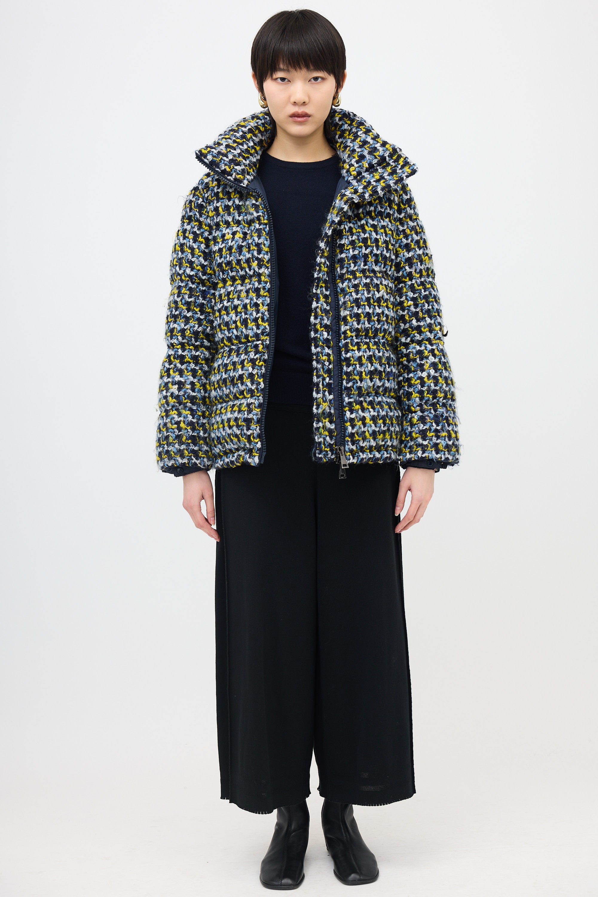 Moncler Wool Tweed Elby Puffer Jacket