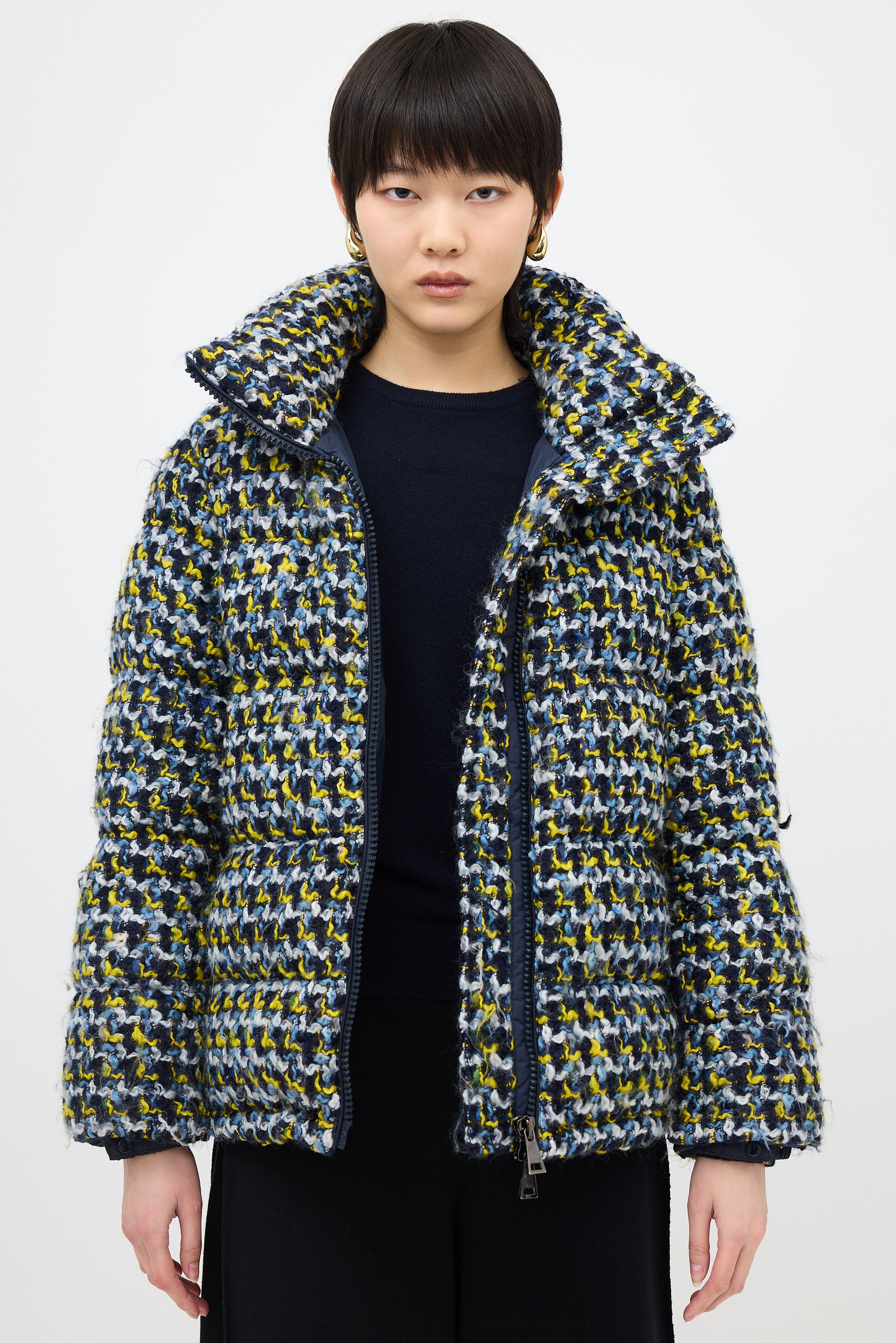 Moncler Wool Tweed Elby Puffer Jacket