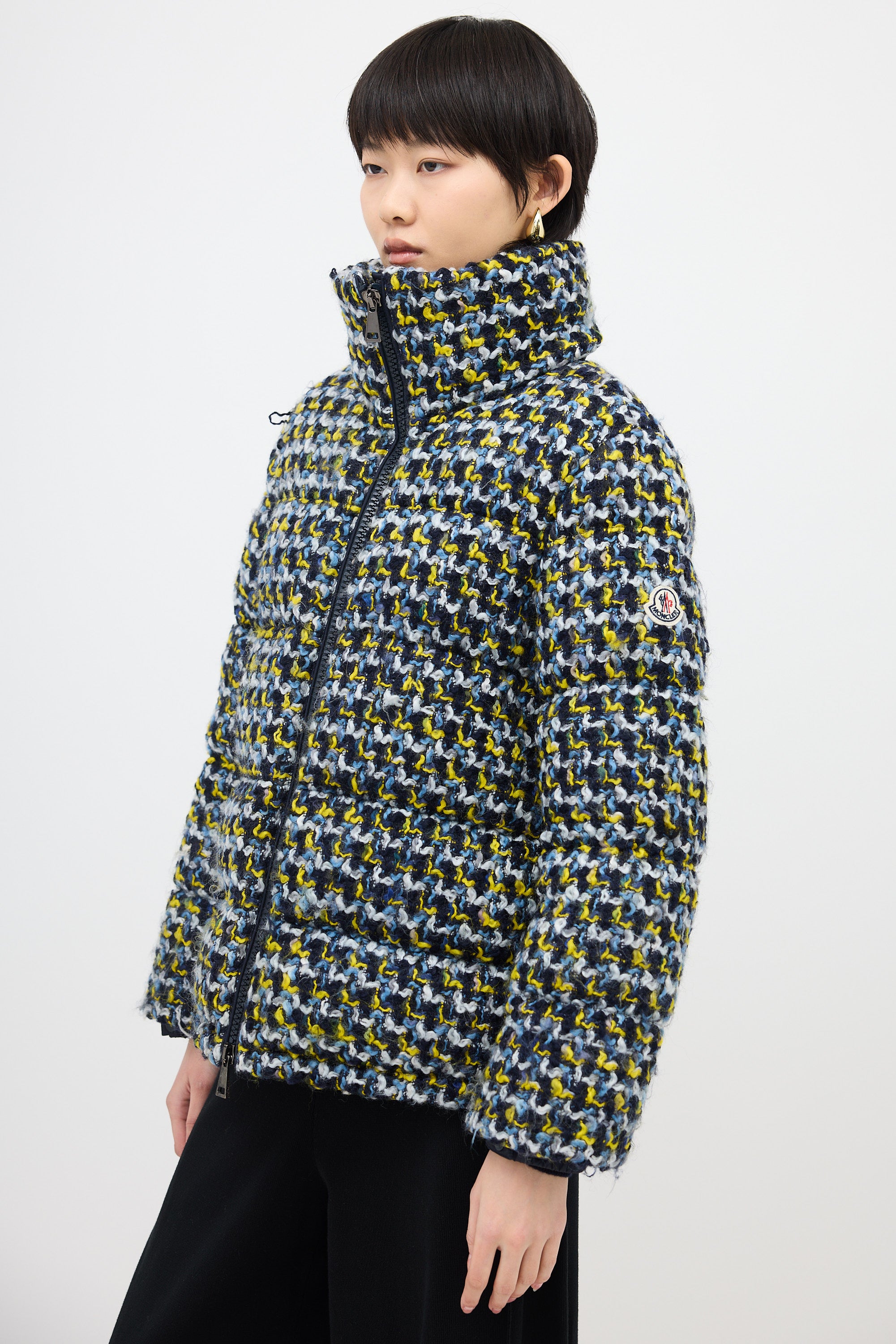 Moncler Wool Tweed Elby Puffer Jacket