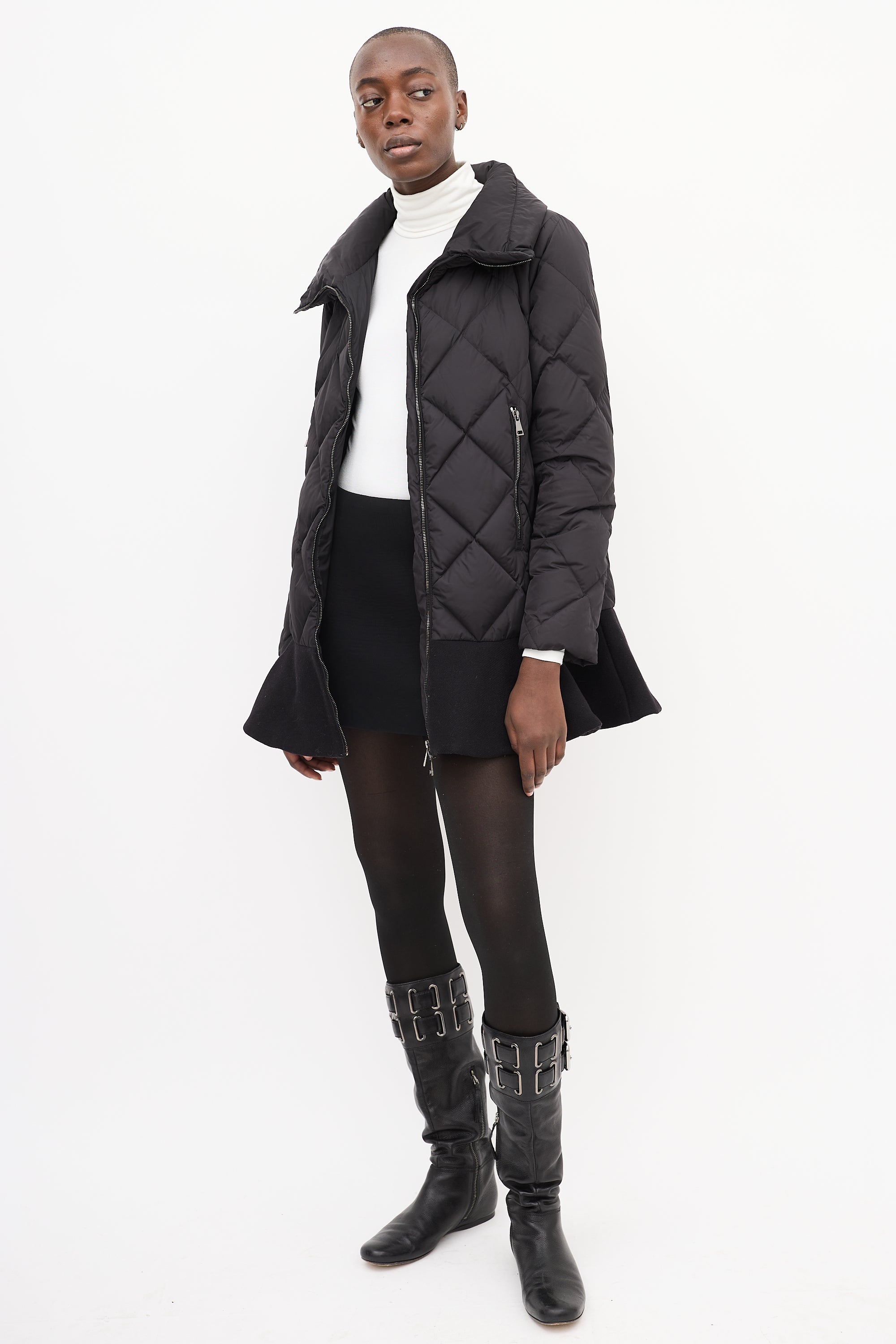 Moncler Black Down Vouglan Peplum Jacket