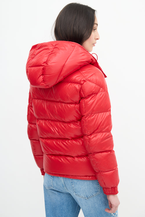 Moncler Red Down & Nylon Maya Puffer Jacket