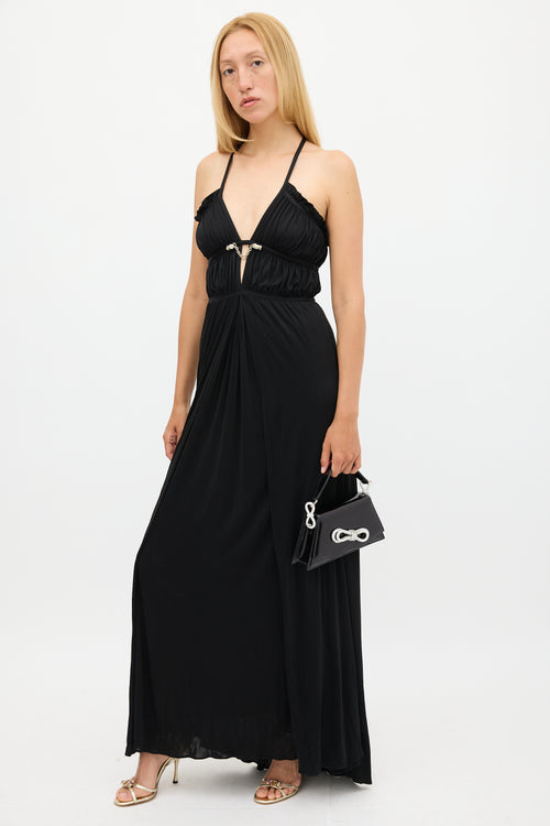 Mach & Mach Black Patent Embellished Medium Samantha Bag