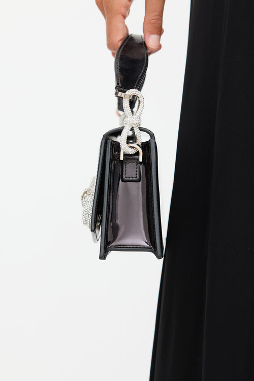 Mach & Mach Black Patent Embellished Medium Samantha Bag