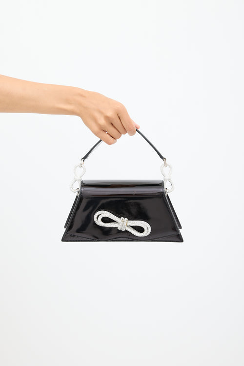 Mach & Mach Black Patent Embellished Medium Samantha Bag