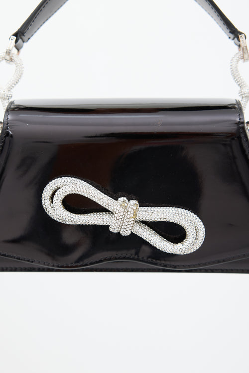 Mach & Mach Black Patent Embellished Medium Samantha Bag