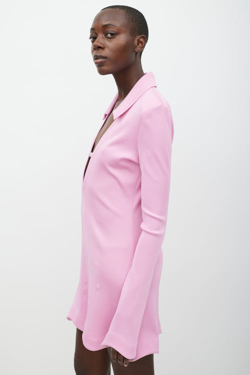 Mach & Mach Pink & Silver Ribbed Jewel Dress