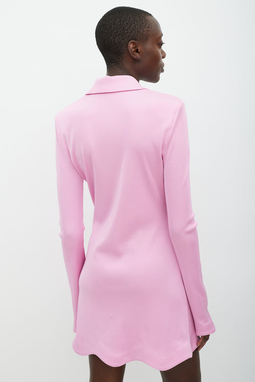 Mach & Mach Pink & Silver Ribbed Jewel Dress