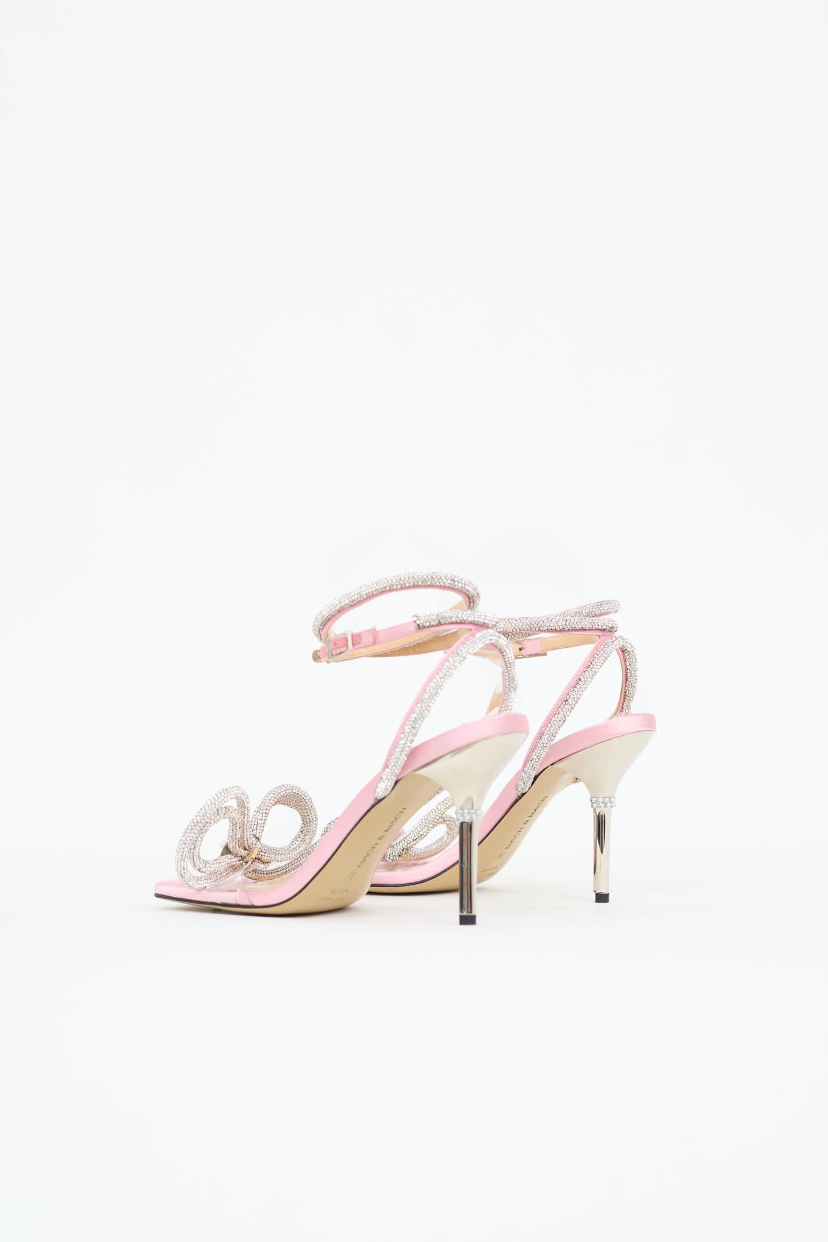Mach & Mach pink crysal double bow sandals
