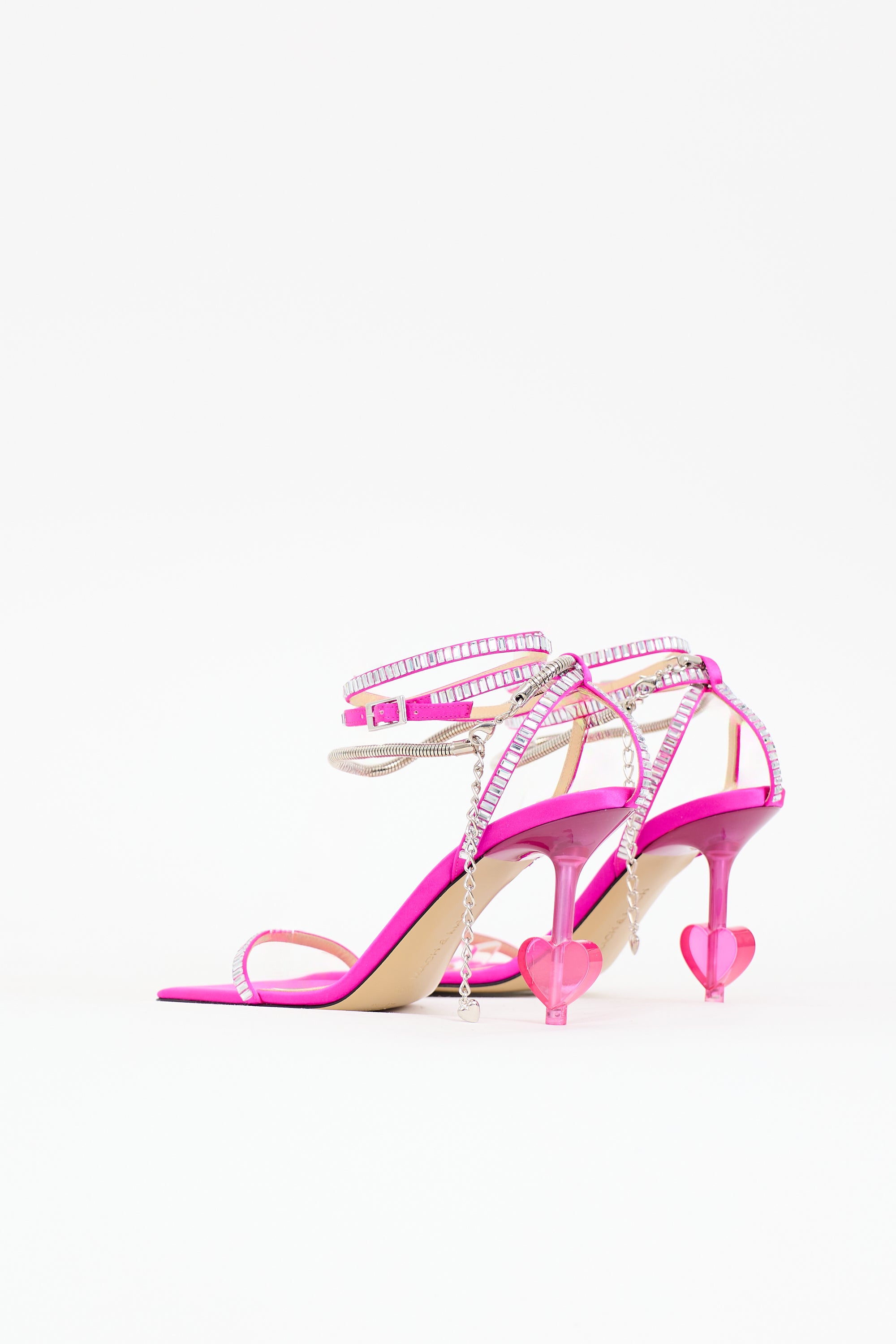 Mach & Mach Satin Embellished Heart Sandal