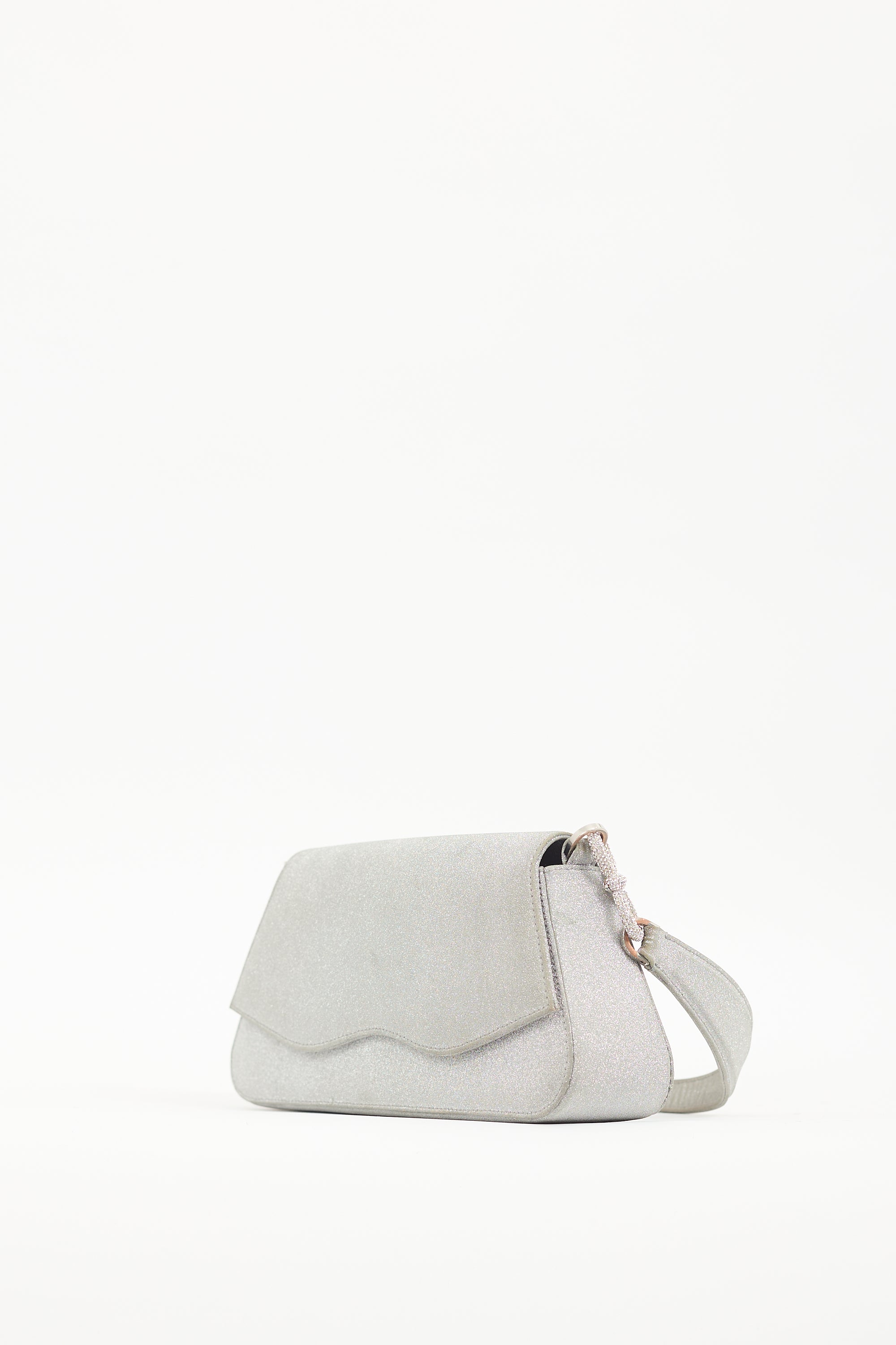 Mach & Mach Silver Sparkle Bow Shoulder Bag