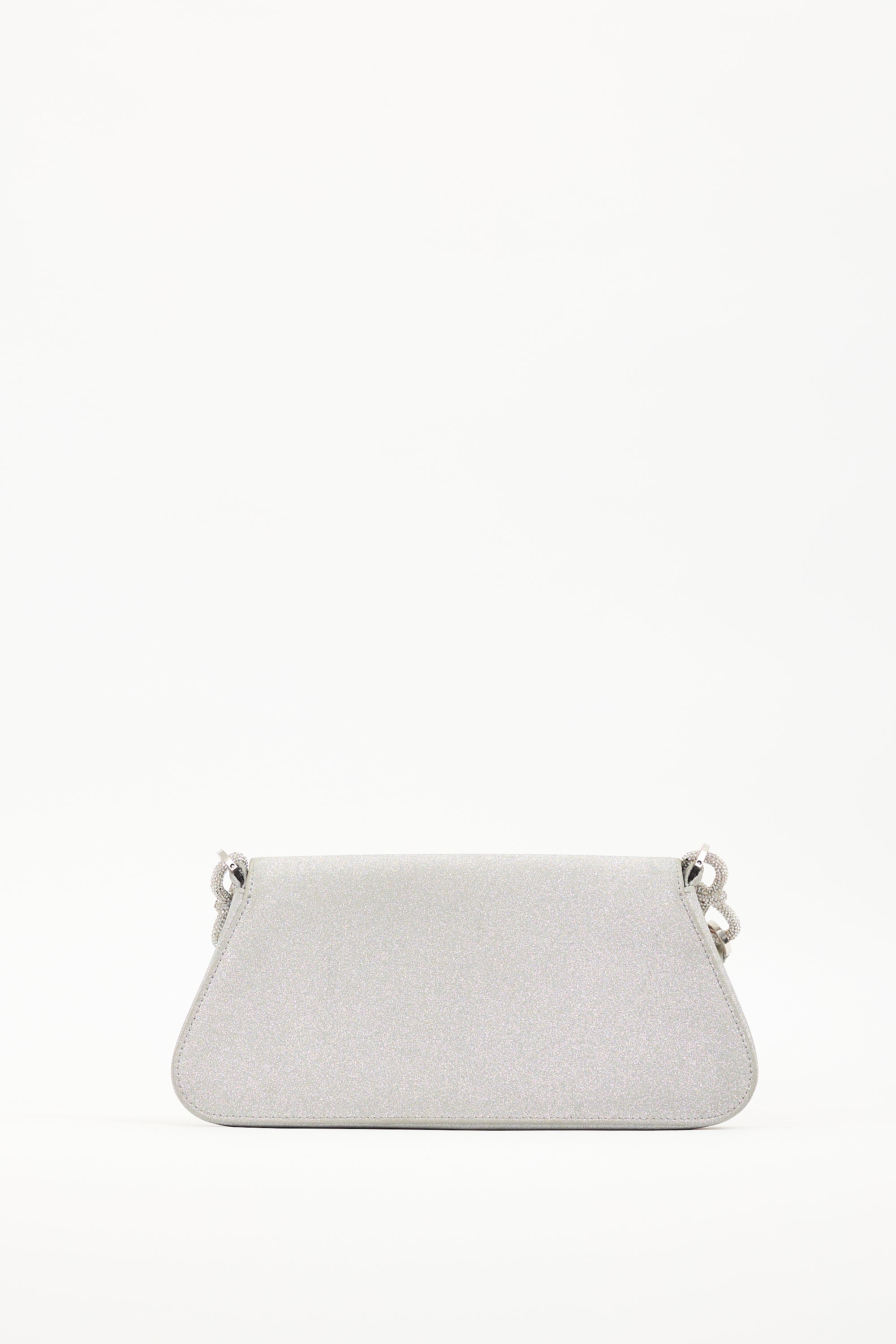 Mach & Mach Silver Sparkle Bow Shoulder Bag