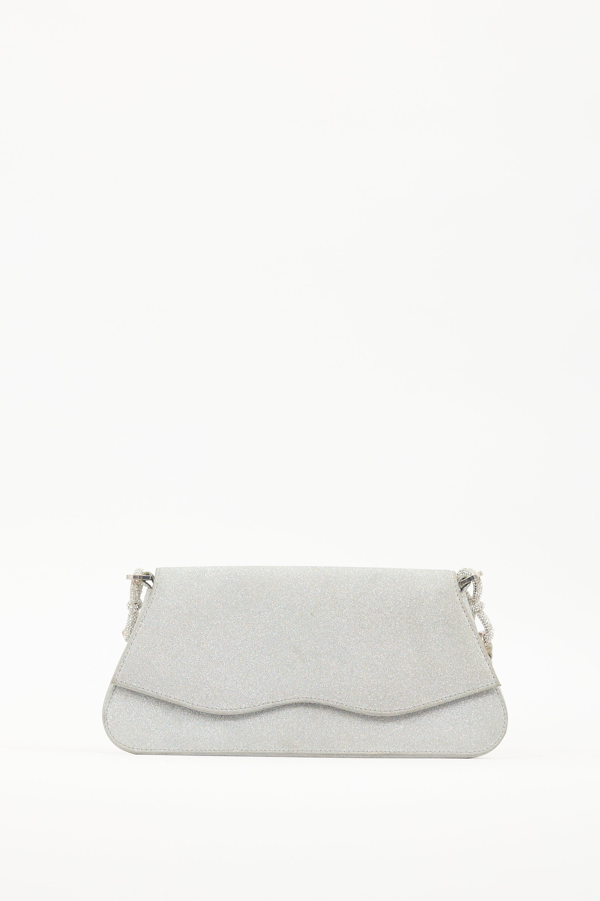 Mach & Mach Silver Sparkle Bow Shoulder Bag