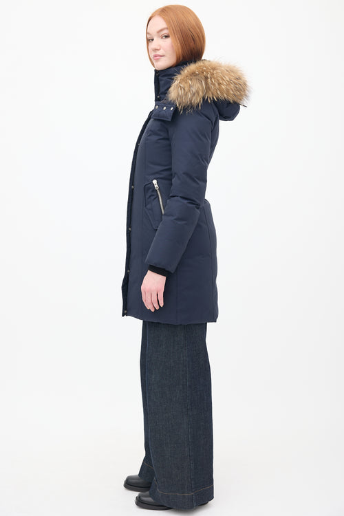 Mackage Navy Down & Fur Trim Parka