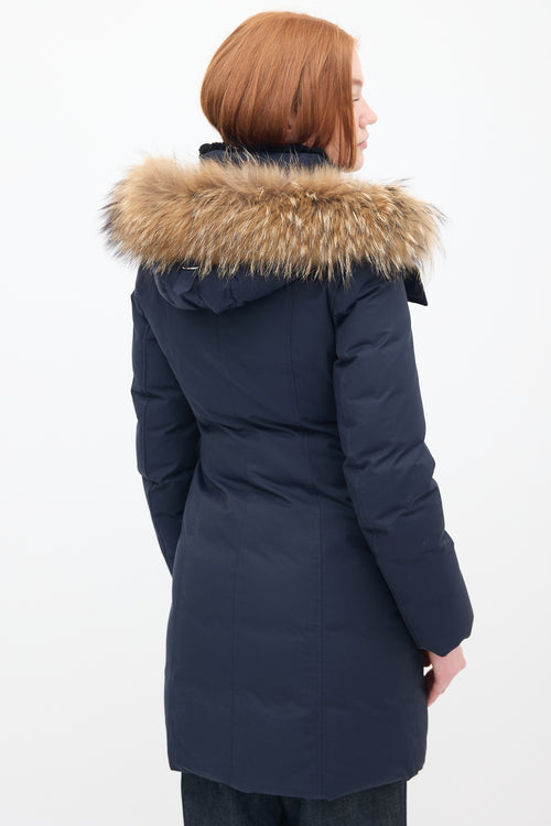 Mackage Navy Down & Fur Trim Parka