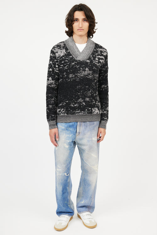 Maison Margiela Black & Grey V-Neck Sweater