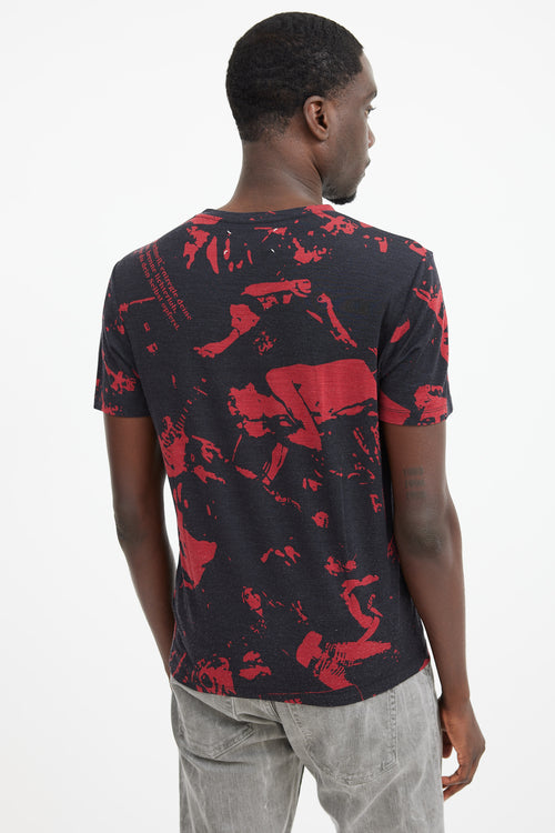 Maison Margiela Black & Red Wool Face Patterned T-Shirt