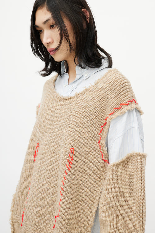 Maison Margiela Blue & Beige Layered Sweater Shirt
