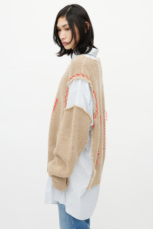 Maison Margiela Blue & Beige Layered Sweater Shirt