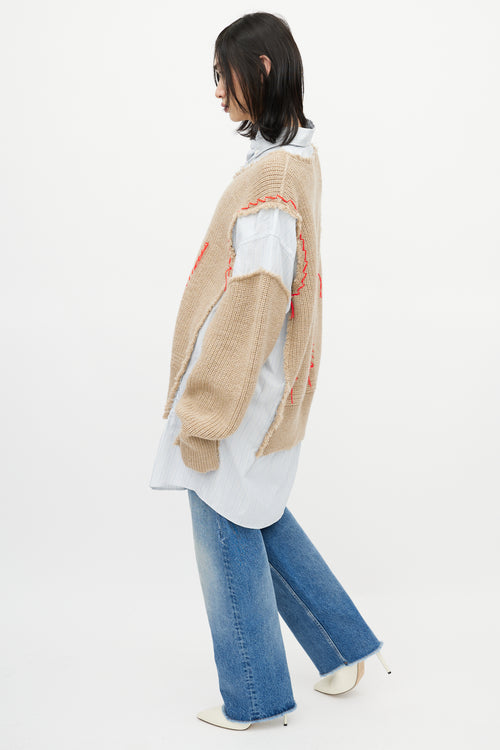 Maison Margiela Blue & Beige Layered Sweater Shirt