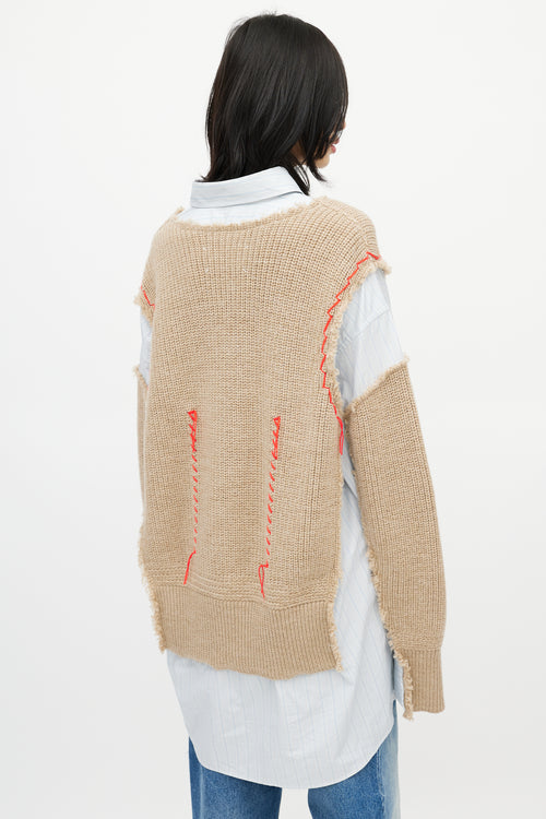Maison Margiela Blue & Beige Layered Sweater Shirt