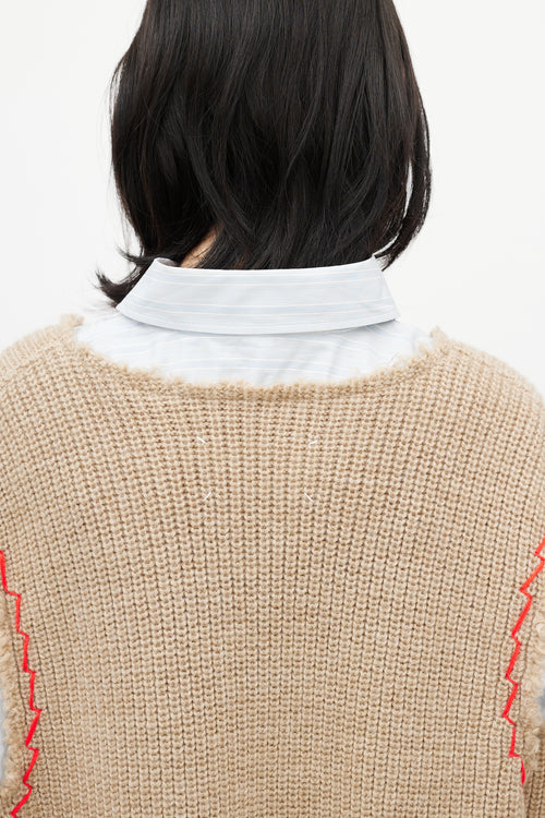 Maison Margiela Blue & Beige Layered Sweater Shirt
