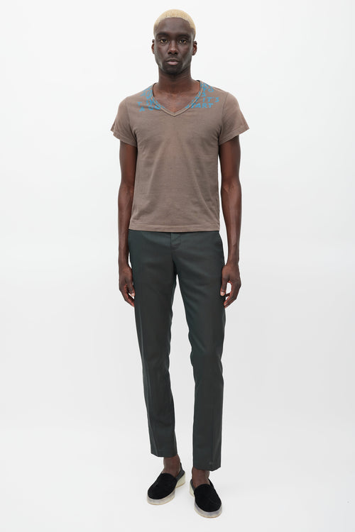 Maison Margiela Brown & Blue Script T-Shirt