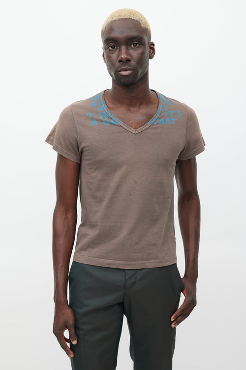 Maison Margiela Brown & Blue Script T-Shirt