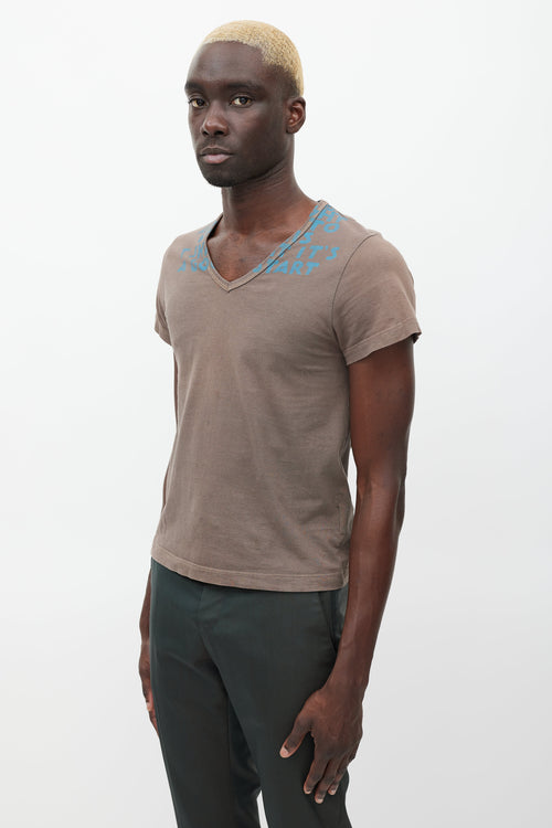 Maison Margiela Brown & Blue Script T-Shirt