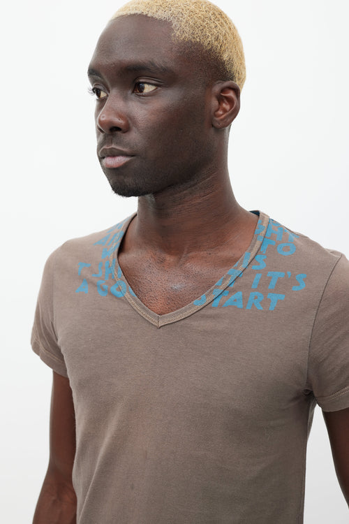 Maison Margiela Brown & Blue Script T-Shirt