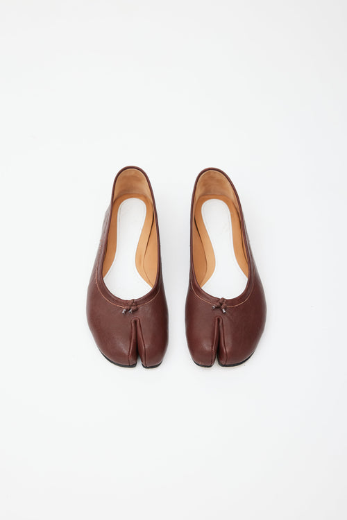 Maison Margiela Brown Leather Tabi Ballet Flat