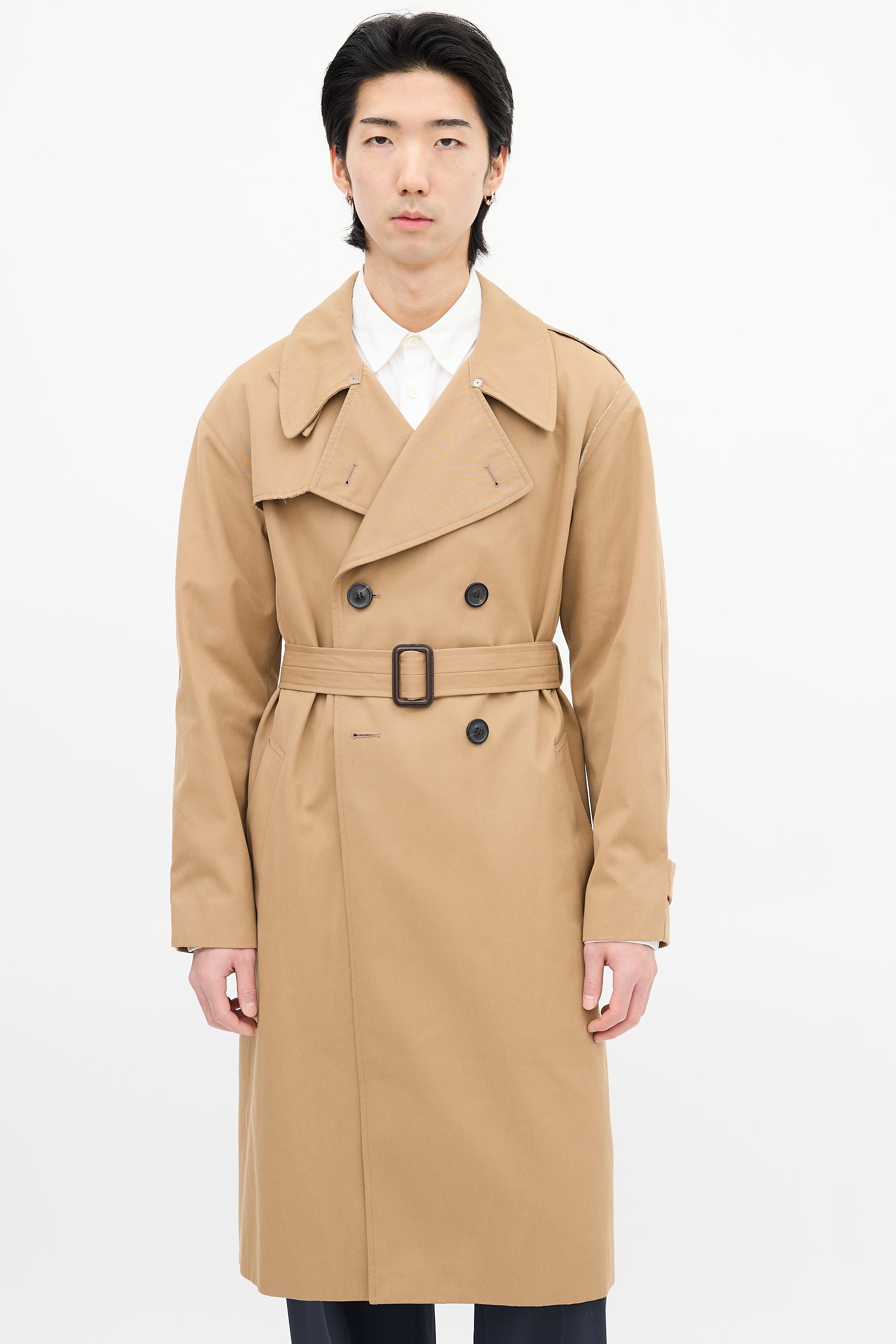 Maison Margiela Brown & Multi Check Panel Trench Coat