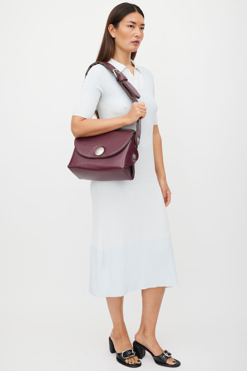 Maison Margiela Burgundy & Silver Leather Padded Bag