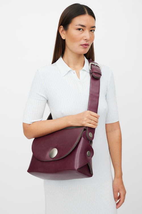 Maison Margiela Burgundy & Silver Leather Padded Bag