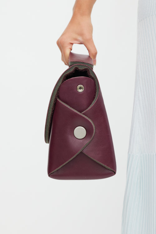 Maison Margiela Burgundy & Silver Leather Padded Bag